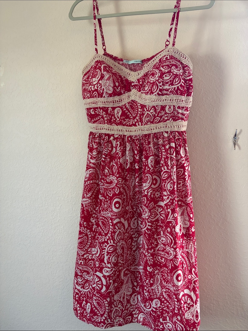 Maurices Red Paisley Lace-Trim Summer  Dress